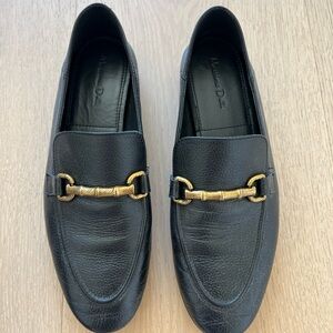 Massimo Dutti Black Loafers with Gold Detail